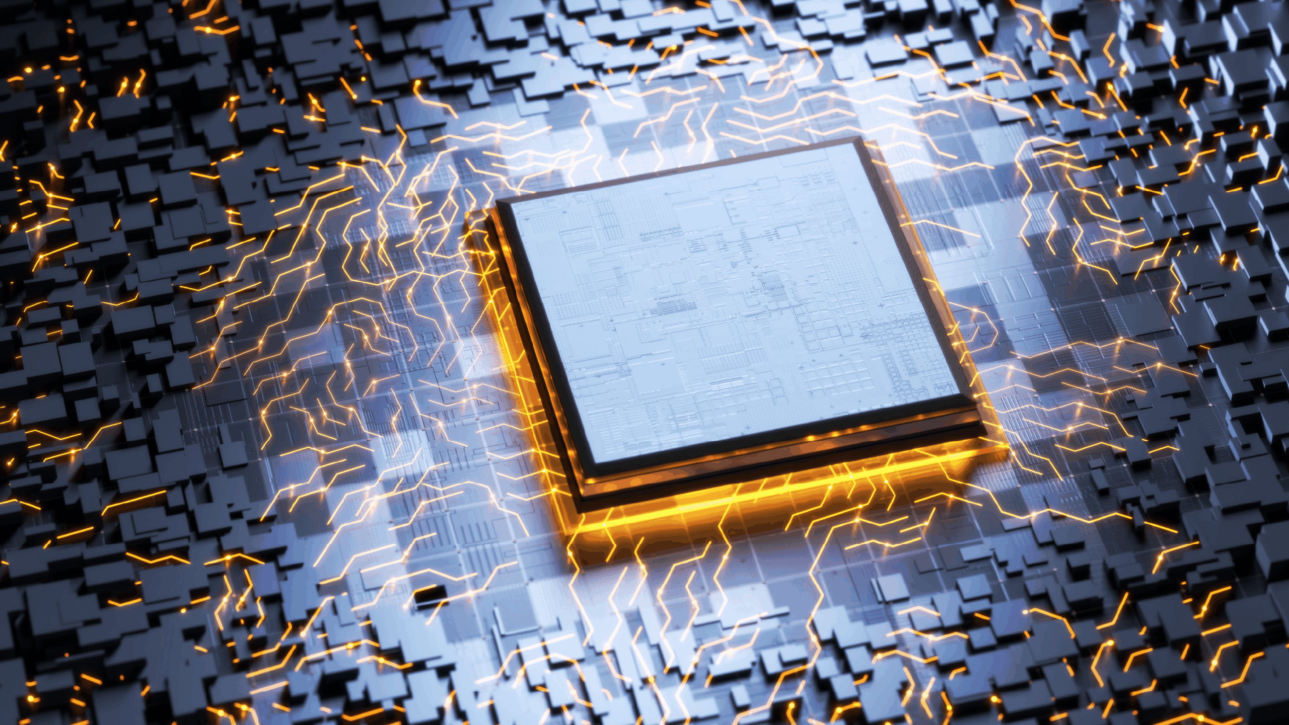 Silcone chip surrounded by electricity.